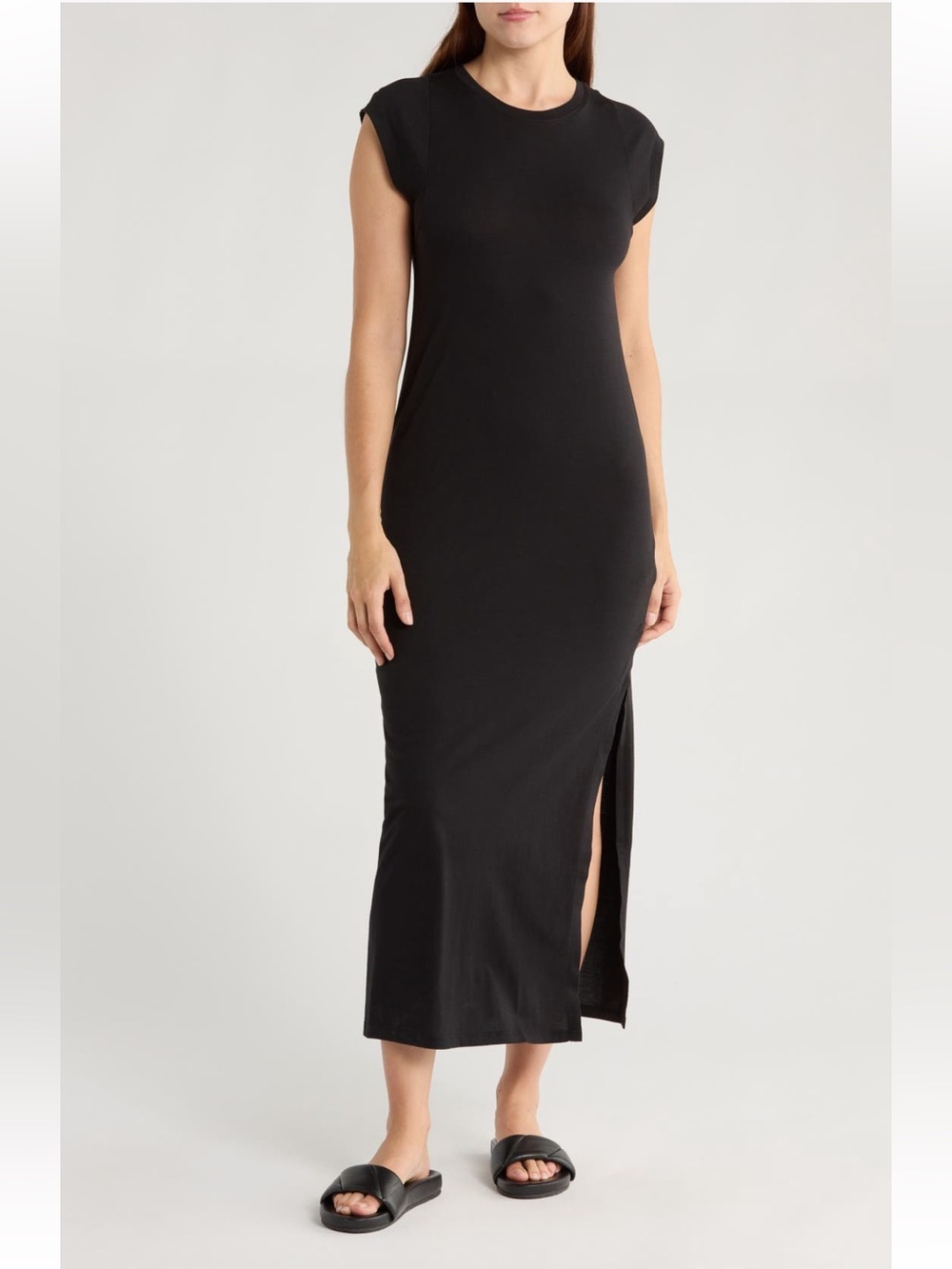 Frame Denim Le Muscle Cap Sleeve Maxi Dress In Noir